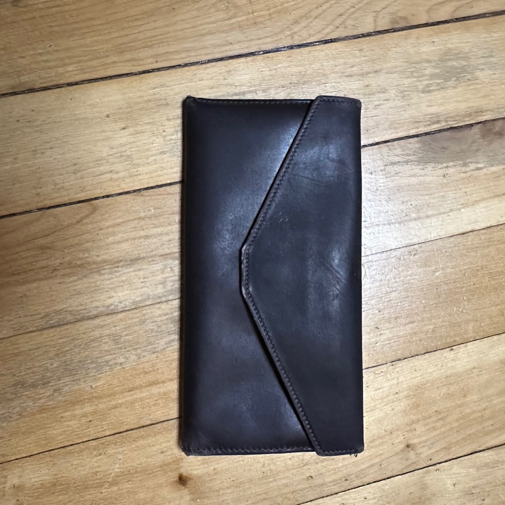 Gucci Vintage Brown Leather Envelope Wallet‎ Clutch Made in Italy